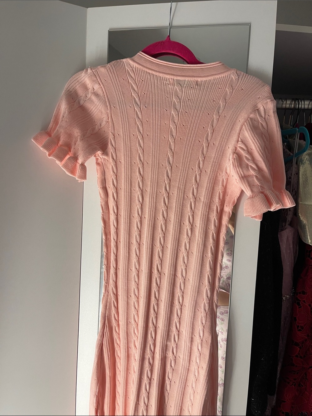 Sandro Blush Pink Knit Button-Front Maxi Dress - Picture 5 of 6